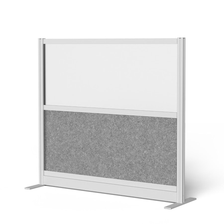 Luxor Expanse Modular Wall Room Divider System - Silver Frame - 53" x 48" Starter Wall - Wide Paneling MW-5348-FWCGWG